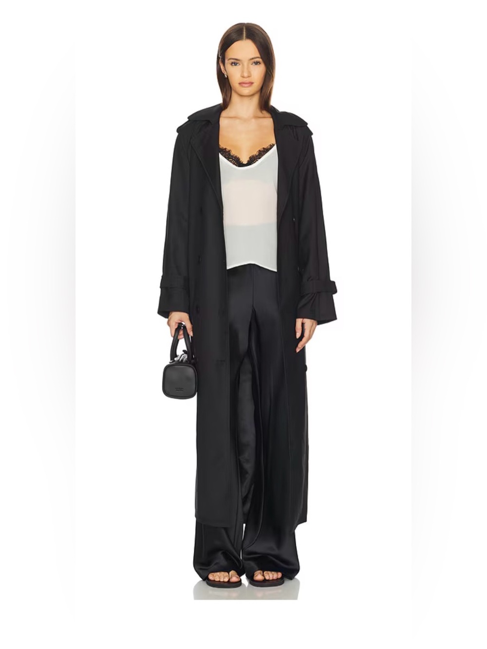 Lioness Penny Double-breasted maxi Trench Coat black size L/US8